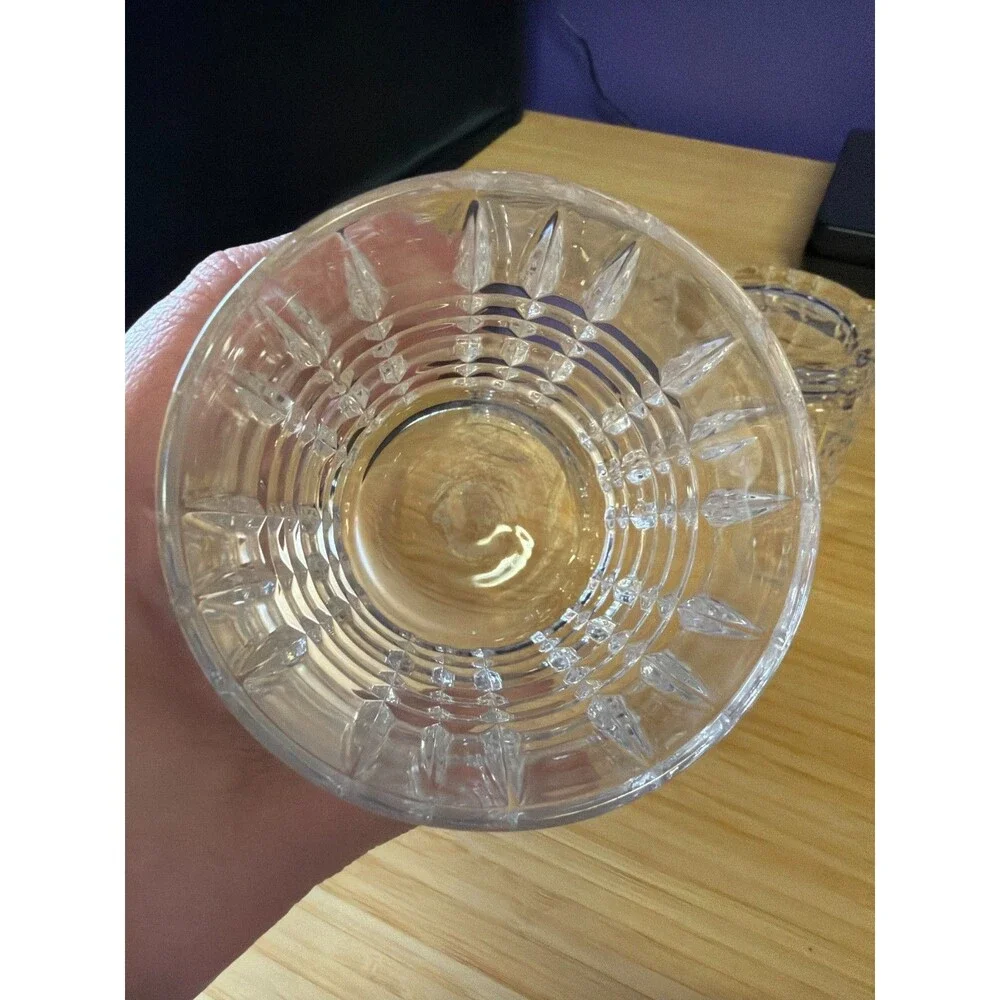Set of 3 Heavy Clear Pressed Glass Rocks Tumblers Old Fashioned‎